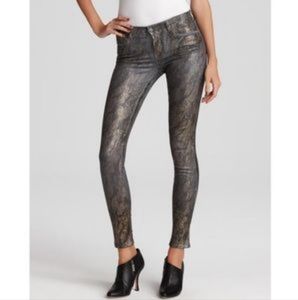 J Brand Grey Golden Snakeskin Jean Leggings, Size 25